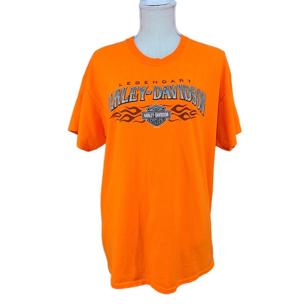 HARLEY-DAVIDSON Orange Men’s/Unisex Graphic Short Sleeve Tee Shirt Size Large